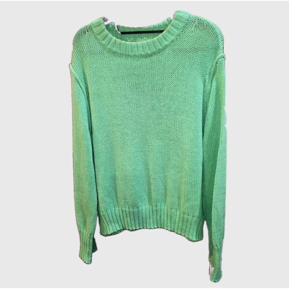 Wooden Ships Paola Buendia SzX/L Green Boxy Lagenlook Boho Pullover Knit Sweater